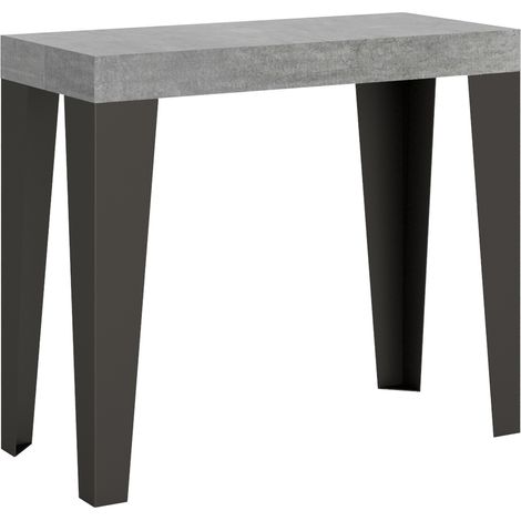 Consolle allungabile 90x40/196 cm Flame Small Cemento telaio Antracite (1/5)