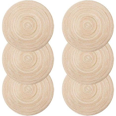 Set mit 6 gewebten Polypropylen-Tischsets – waschbar, hitzebeständig und rutschfest – 35 x 35 cm – Elfenbein
