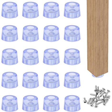 Patas de goma atornillables (paquete de 20), transparentes, deslizadores para muebles con tornillos para sillas y patas.