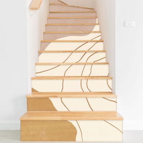 Stickers contremarches escalier - Boho - 100 cm x 150 cm - Adhésif BRILLANT (1/2)