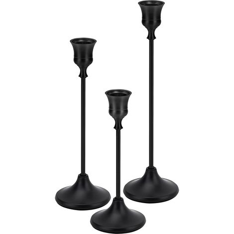 Bougeoirs coniques en laiton doré vintage, lot de 3, supports pour cheminée, fête ou repas. (1/5)