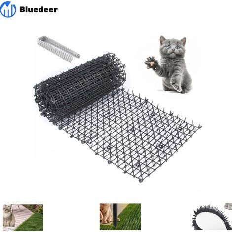 Tapis anti-chat avec pointes en métal – Répulsif écologique 200 cm x 30 cm – 8 ancrages en U pour fixation au sol – Protection jardin et plantes (1/5)