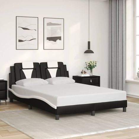 Bettgestell "Viana" ohne Matratze Schwarz und Weiß 140x200 cm Kunstleder