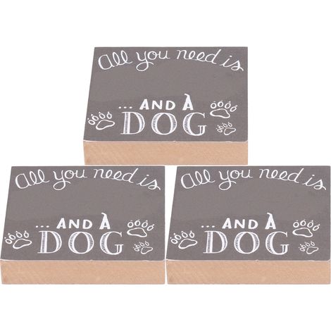 Lot de 3 Panneaux Bois Chien Aimé Lettre DIY Déco Maison Ornements Artisanaux en Bois (1/5)