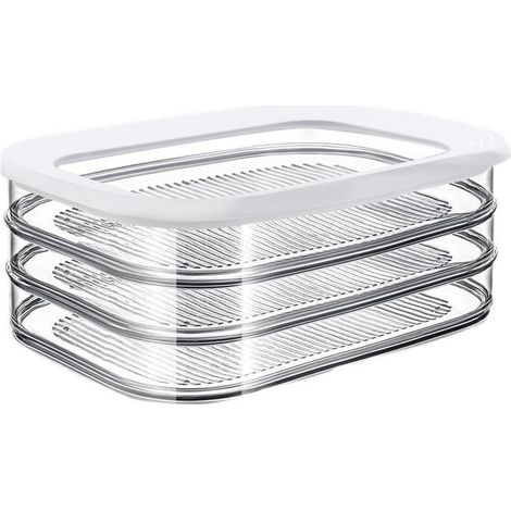EASYCOMFORT Boîte à charcuterie 3 étages blanche – Rangement frigo hermétique pour jambon et fromage – 3 boîtes de conservation empilables lave-vaisselle (1/5)