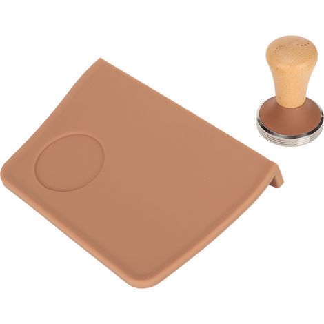 Tapis de tassage café silicone 2 pièces, coin à 90 degrés, marron, diamètre 58 mm, avec presse intégrée (1/5)
