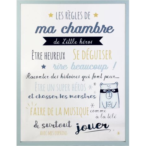 Paris Prix – Cadre déco enfant 40x60cm bleu – Bois et MDF – Design à message pour chambre – Forme rectangulaire décorative (1/5)
