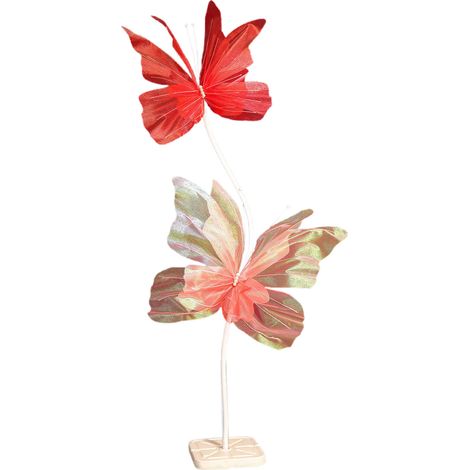 【Petite colonne papillon sirène rouge irisé + grande colonne papillon sirène en gaze】Décoration de chambre de mariage, salon, couloir, salle de réception : papillon irisé en gaze 3D, décoration de tir (1/2)