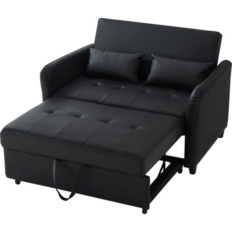 Canapé-lit multifonction avec fonction couchage, deux places, convertible en lit, dossier réglable sur 3 positions, matériau PU déperlant, facile à transformer en lit (1/5)