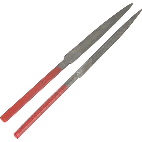 Ensemble de 2 limes à manche rouge pour la fabrication de bijoux, le traitement et le meulage (lime demi-cercle, lime triangulaire) (1/5)