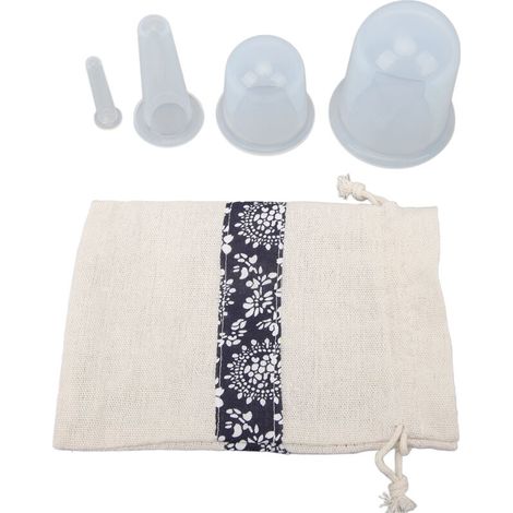 Ensemble de 4 Ventouses Faciales en Silicone Transparent pour Lissage des Rides et Anti-Âge (1/5)