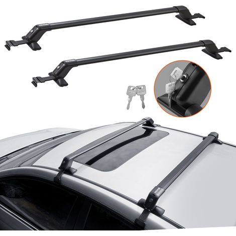 Barre transversale de toit universelle, 70 kg, barre supérieure de voiture en aluminium épais, adaptée au toit sans rail latéral, barre transversale de toit nu réglable avec serrure, pour SUV (1/5)