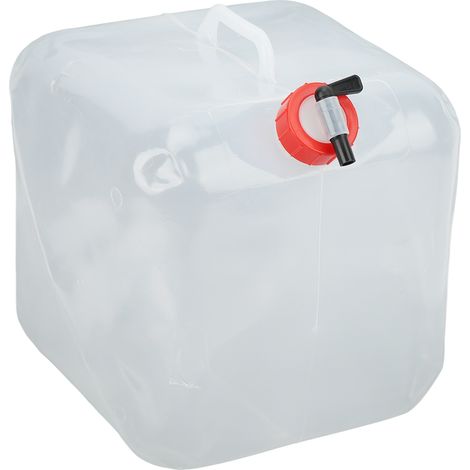 Bidon d'eau pliable et portable en plastique avec robinet et bouchon à vis, idéal pour les voyages et la cuisine (20 L). (1/5)