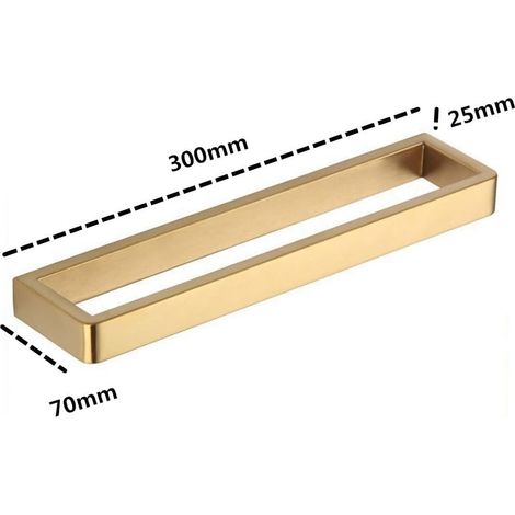 Hotel kitchen and bathroom household wall-mounted towel rack creative matte black brushed gold 304 stainless steel towel bar,brushed gold-300  70  25mm (1/4)