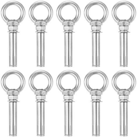 Set mit 10 Edelstahl 304-Expansionsbolzen mit Wandankerringen für Ziegelbeton, robuste Montagehardware (M8 x 80)