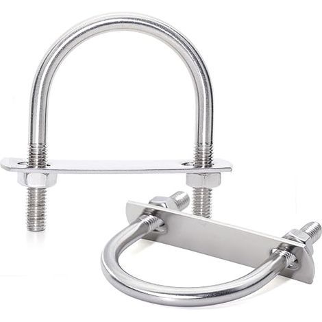 M8 Boulons en U 33mm Innenbreite, Bride de Fixation, Ronds U Bolts avec Écrou Plaques Rondelle, Convient pour la fixation de tuyaux M8 x 33mm 2 Ensembles (1/5)