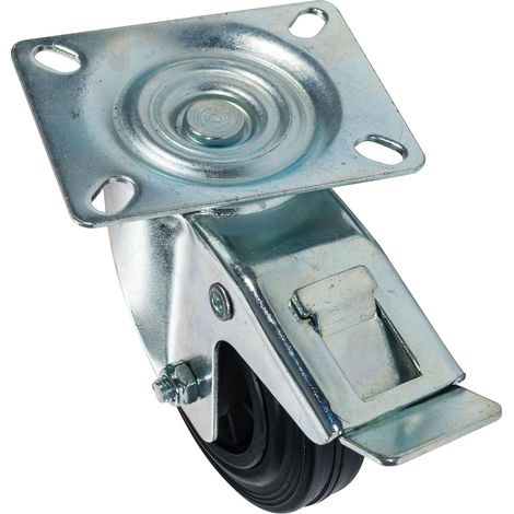 1pc - Tool Cart Casters (Silent) & [Black 4-inch] Universal Casters with Brakes (1/5)