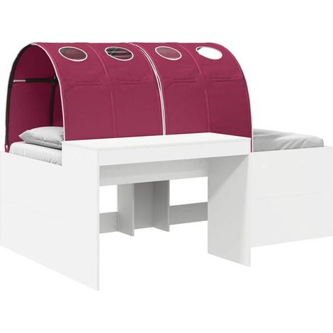 Lit avec tunnel, ensemble 4 pièces, blanc et rouge, bois d'ingénierie. (1/5)