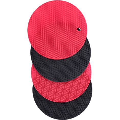Lot de 4 sets de table en silicone résistants à la chaleur, dessous de verre, maniques et accessoires de cuisine (1/5)