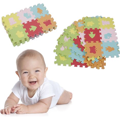 Tapis de Jeu en Mousse pour Bébés et Enfants - 36 Dalles en Mousse EVA Thème Animaux Tapis Puzzle Doux (1/5)