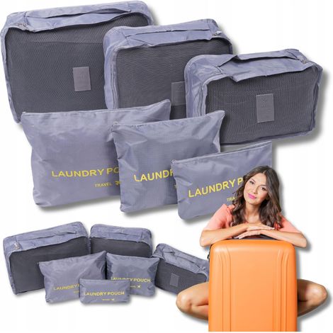 SET MIT 6 REISE-ORGANIZERN FÜR KOFFERHÜLLEN FÜR KLEIDUNG, UNTERWÄSCHE, SCHUHE