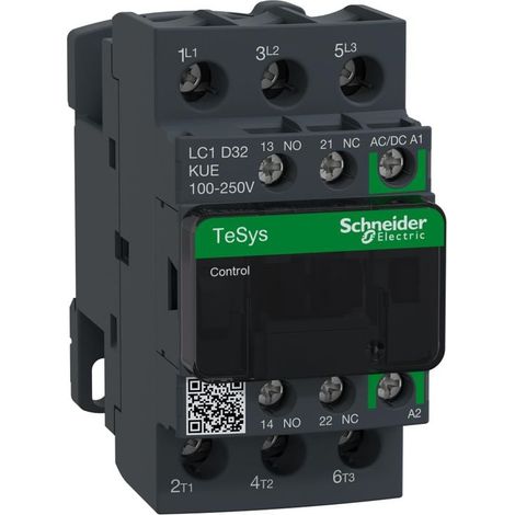 TeSys D Green contattore - 3P - = 440 V - 32 A AC-3 - 100...250 V AC/DC - LC1D32KUE