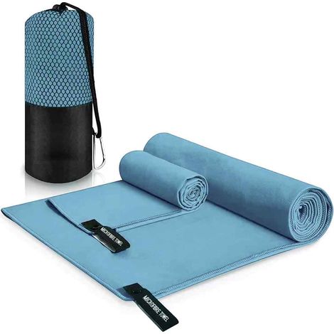 Lot de serviettes en microfibre, séchage rapide, avec pochette de transport, pour sport, voyage et plage (1/5)