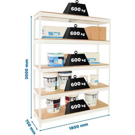 Estanteria 2000x1800x750 SIMONFORTE 1807/5 CHIPBOARD BLANCO/MADERA marca SIMONRACK (1/2)
