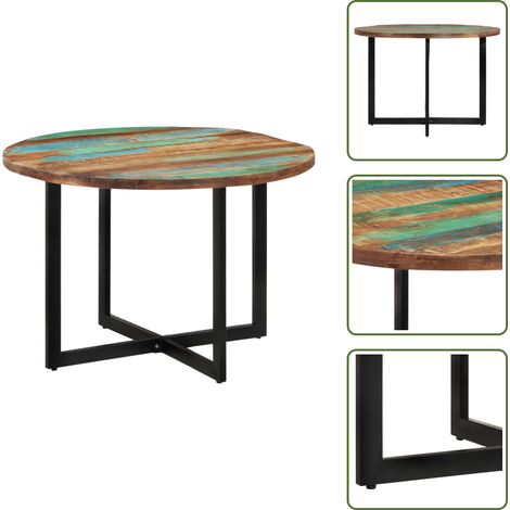 Table à manger 110x75 cm Bois massif de récupération - Table À Manger - Table Ronde - Table Bois Massif - Meuble Vintage - Décoration Intérieure (1/5)