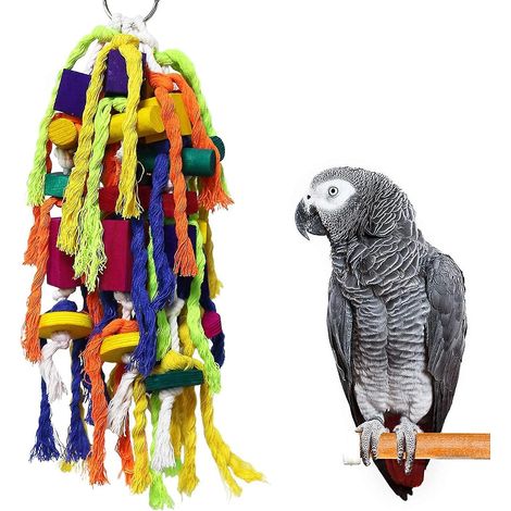 Jouets à mâcher pour perroquets de toutes tailles - Jouets à mordiller en bois pour cage de perroquet, destinés aux conures, aux gris du Gabon et autres perroquets. (1/5)