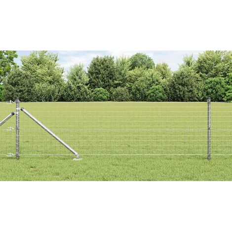 Zaun mit Pfosten Silber 0,4 x 25 m Stahl