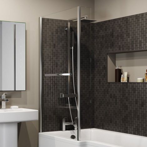 Fixed Straight Bath Screen & Rail ONLY- Bath NOT Included (1/4)