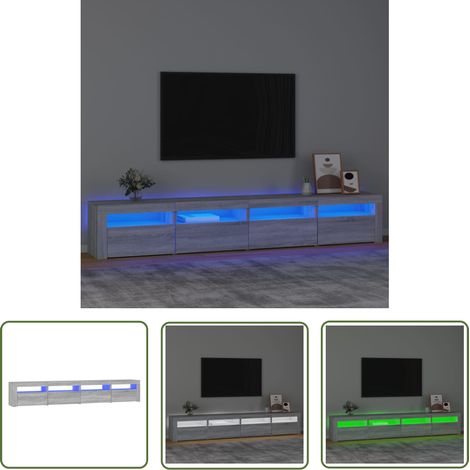 The Living Store Meuble TV avec lumières LED Sonoma gris 240x35x40 cm - Meuble Tv - Meuble Tv Led - Meuble Tv Avec Éclairage - Meuble Tv Gris - Meuble Tv Design (1/5)