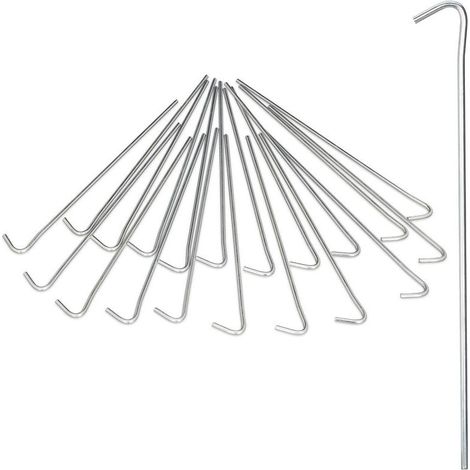 Lot de 20 piquets de tente, piquets de camping, ancrage au sol pour fixation de tente, crochets barbelés, ancrage au sol 22 cm, acier, argent (1/4)