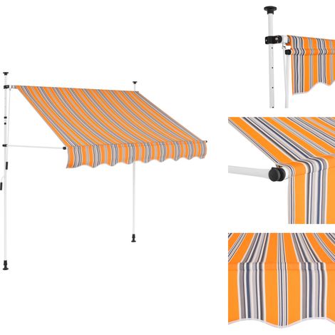 Auvent rétractable manuel 100 cm Rayures jaunes et bleues - Auvent Retractable - Store Banne - Abri Solaire - Protection Soleil - Jardin (1/5)
