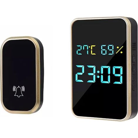 La Sonnette est Autonome et Peut Afficher la température, l'humidité et l'heure. Elle Fonctionne à 433 MHz.(1 to 1,EU)