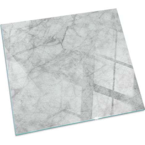 Glasbodenplatte für den Kamin Glas Unterlage Hitzeschutz für den Boden mit Dekorative Motiv Marmorstruktur-Muster Quadratisch 60x60 cm