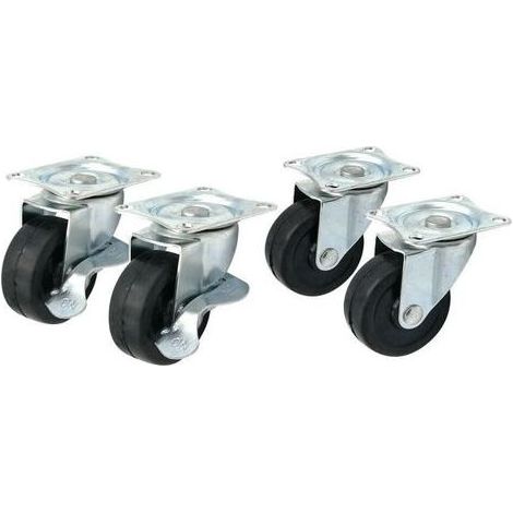 Lot de 4 roulettes de rechange en caoutchouc avec axes et clés - 50 x 18 mm - Kit de réparation pour valises, trolleys (1/5)
