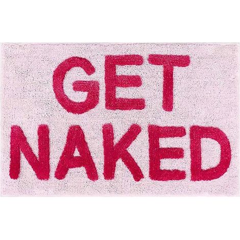 Tapis de bain Get Naked 50 x 80 cm, antidérapant, rose doux et mignon, absorbant, idéal pour la décoration d'un appartement de fille. (1/5)