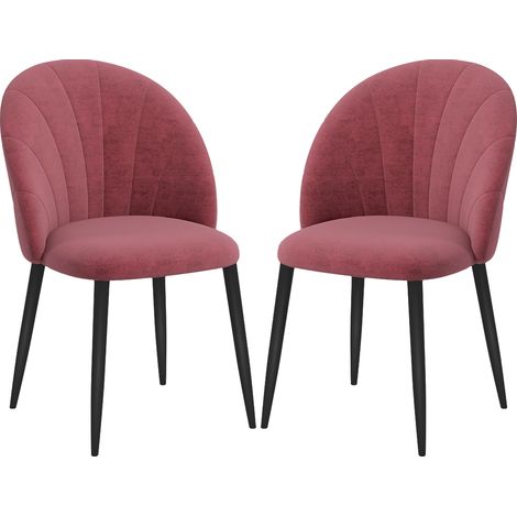Set 2 Sedie da Pranzo in Velluto Imbottite 52x54x79 cm con Gambe in Metallo Rosso Antico (1/5)