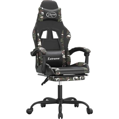 Maison Exclusive - Chaise de jeu avec repose-pied Noir et camouflage Similicuir (1/5)