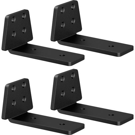 Lot de 4 Equerre Etagere Murale 10cm, Support Etagere Noir (1/5)