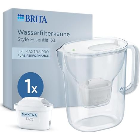 Brocca Filtrante Per Acqua Brita Essential Xl Bianca - Capacit 3,6 Litri (2,3 Litri Di Acqua Filtrata) - 1 Filtro Maxtra Pro Pure Performance