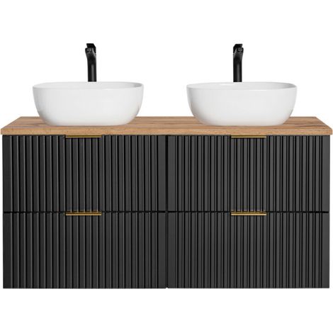 Ensemble meuble double vasques à poser 120 cm - Georgia Black - Livraison gratuite