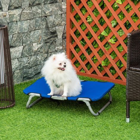 Coussin surélevé et pliable pour chien, utilisable à l'intérieur comme à l'extérieur, 59 x 46 x 15 cm, bleu (1/5)