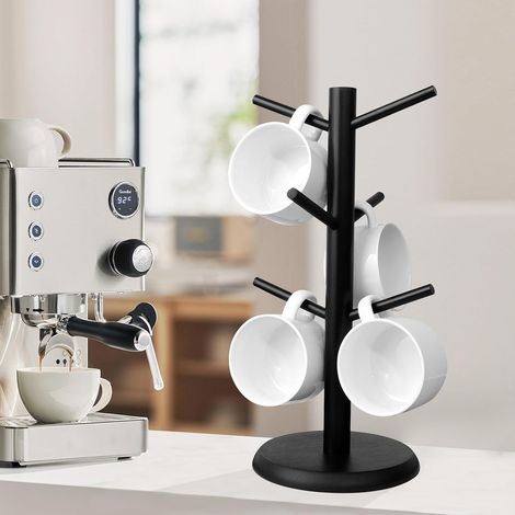 Support de rangement Porte-tasses bambou noir organisateur tasses (1/3)