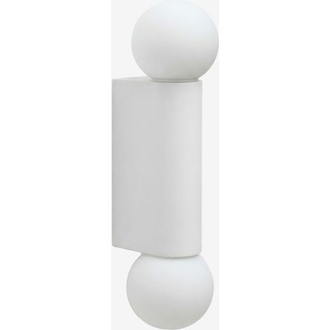 SKLUM Wandleuchte mit 2 Glaskugeln aus Aluminium Irvine Weiss                                  