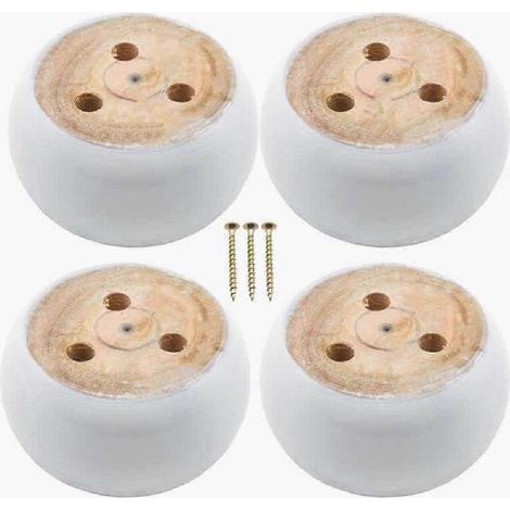 Verstellbare Schrankfüße, 4 Stück, weiße Holzmöbelfüße mit Kugelfüßen inklusive 12 Schrauben, runde Kugelfüße als Ersatzteil für Holzsofas (Farbe: Weiß, Größe: 2-2 Zoll)