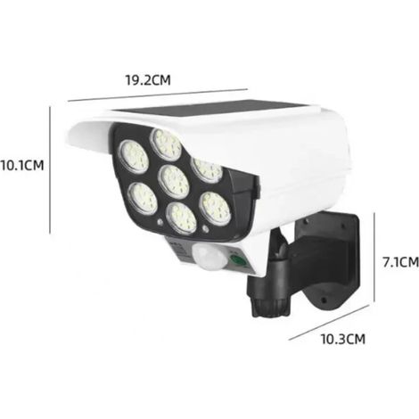 (T-2178) Lampe solaire étanche LED extérieure, éclairage mural, simulation de surveillance, lampe de jardin avec fausse caméra et télécommande (1/5)