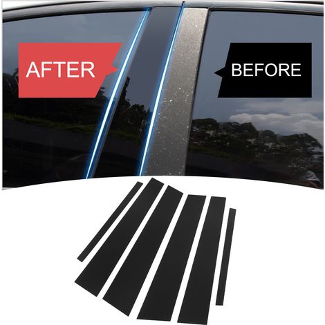 Set mit 6 glänzend schwarzen Polycarbonat-Fensterrahmenaufklebern, 4D-Stil, Spiegelglanz, für Honda Accord Limousine 9. Generation 2013-2017 (1/5)